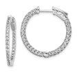 Sterling Silver Hoop Earrings with Cubic Zirconia, Lattice Design, Hinged Closure
