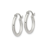 Sterling Silver Hoop Earrings, Classic Polished Medium Round Style for Women