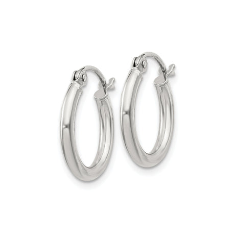 Sterling Silver Hoop Earrings, Classic Polished Medium Round Style for Women