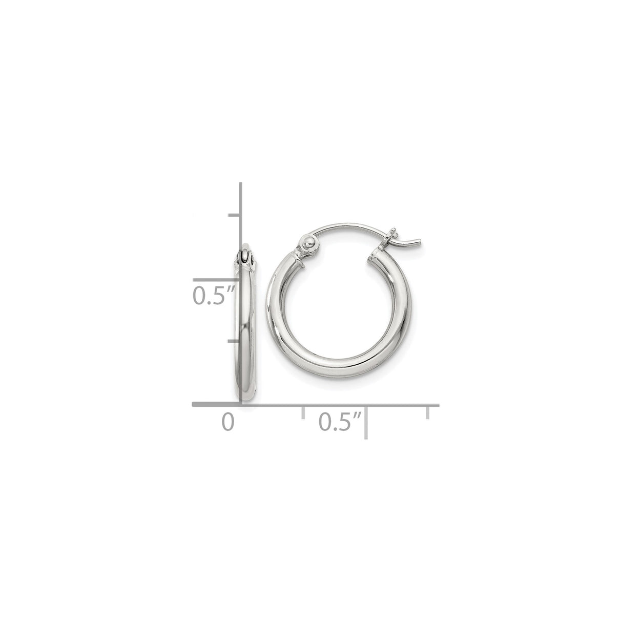 Sterling Silver Hoop Earrings, Classic Polished Medium Round Style for Women