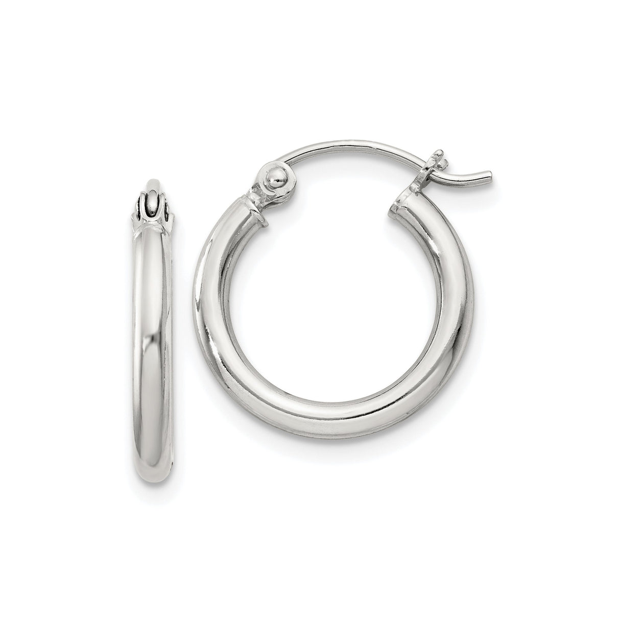 Sterling Silver Hoop Earrings, Classic Polished Medium Round Style for Women