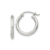 Sterling Silver Hoop Earrings, Classic Polished Medium Round Style for Women