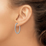 Sterling Silver Hoop Earrings with Cubic Zirconia, Crisscross Lattice Design