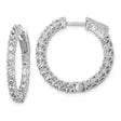 Sterling Silver Hoop Earrings with Round Cut Cubic Zirconia and Lattice Detail