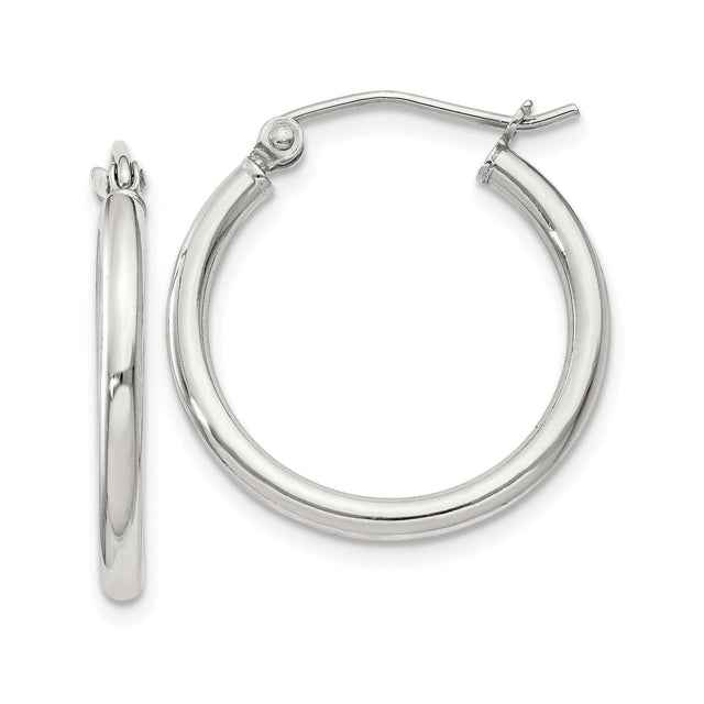Sterling Silver Hoop Earrings, Lightweight Round Design with Snap Closure, Minimalist Style for Women
