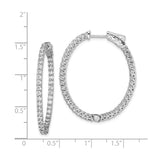 Sterling Silver Hoop Earrings with Round Cut Cubic Zirconia, Filigree Sides, Lightweight Design