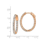 Sterling Silver Hoop Earrings with Cubic Zirconia, Rose Gold Plated Oval Full Circle Design