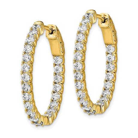 Sterling Silver Hoop Earrings with Cubic Zirconia, Oval In-Out Hinged Design for Women