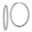 Sterling Silver Oval Hoop Earrings with Cubic Zirconia, Inside-Out Hinged Design for Women