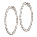 Sterling Silver Hoop Earrings with Cubic Zirconia Accents, Scroll Detailing, Hinged Clasp