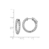 Sterling Silver Hoop Earrings with Cubic Zirconia and Textured Back Design