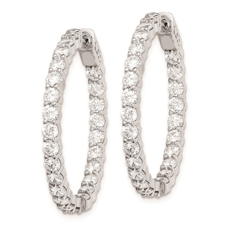 Sterling Silver Hoop Earrings with Cubic Zirconia, Inside Out Prong Set Design