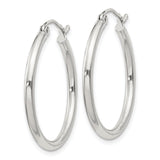 Sterling Silver Hoop Earrings, Classic Polished Round Design with Latch Back Closure