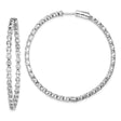 Sterling Silver Hoop Earrings with Prong Set Cubic Zirconia, Classic Round Hinged Design
