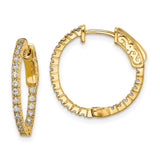 Sterling Silver Hoop Earrings with Cubic Zirconia, Gold Plated Scroll Design