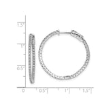 Sterling Silver Hoop Earrings with Cubic Zirconia, Double Row Channel Set, Latch Back Closure