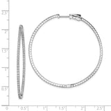 Sterling Silver Hoop Earrings with Cubic Zirconia Accents, Lightweight Modern Minimalist Style