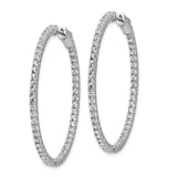 Sterling Silver Hoop Earrings with Cubic Zirconia, In-Out Round Design, 1 Inch