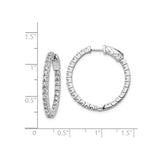 Sterling Silver Hoop Earrings with Cubic Zirconia, Scrollwork Hinged Clasp Design