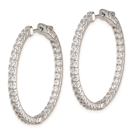 Sterling Silver Hoop Earrings with Cubic Zirconia, Inside-Out Design, Lightweight Classic Style