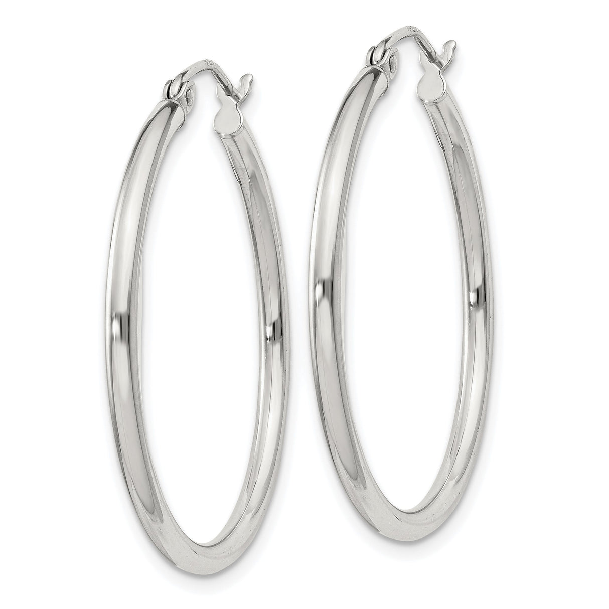 Sterling Silver Hoop Earrings, Polished Smooth Finish, Lightweight Classic Design for Women