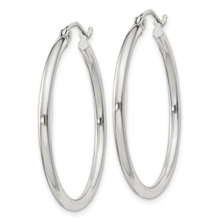 Sterling Silver Hoop Earrings, Polished Smooth Finish, Lightweight Classic Design for Women