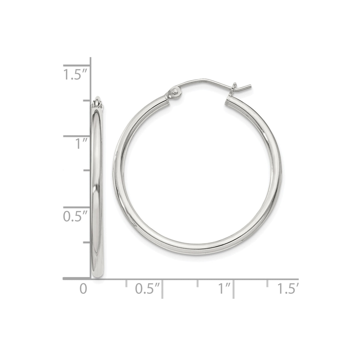 Sterling Silver Hoop Earrings, Polished Smooth Finish, Lightweight Classic Design for Women