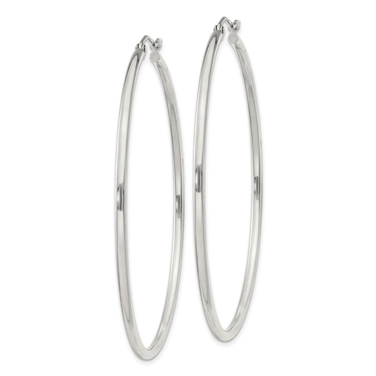 Sterling Silver Hoop Earrings with Latch Back Closure, Polished Minimalist Round Design