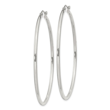 Sterling Silver Hoop Earrings with Latch Back Closure, Polished Minimalist Round Design
