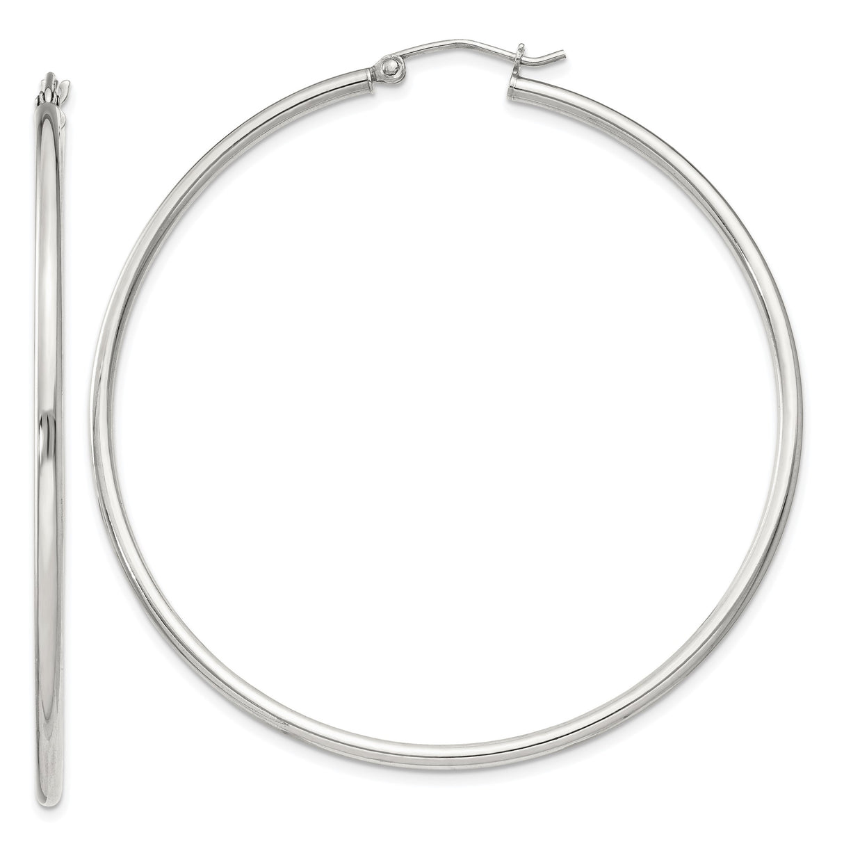 Sterling Silver Hoop Earrings with Latch Back Closure, Polished Minimalist Round Design
