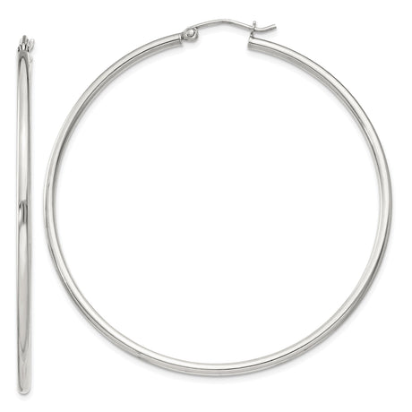 Sterling Silver Hoop Earrings with Latch Back Closure, Polished Minimalist Round Design