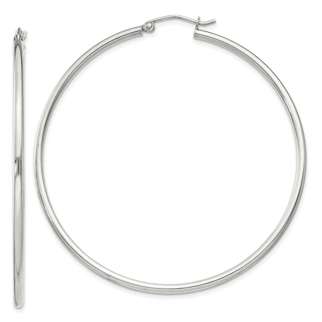 Sterling Silver Hoop Earrings with Latch Back Closure, Polished Minimalist Round Design