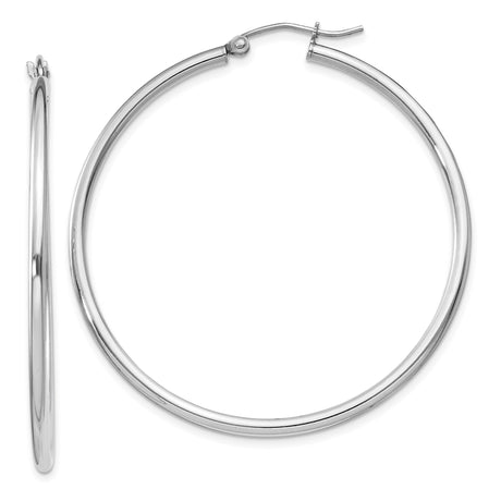 Sterling Silver Hoop Earrings, Large Lightweight Polished Round Hoops, Minimalist Modern Style