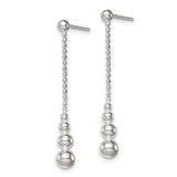 Sterling Silver Drop Earrings with Graduated Sphere Beads and Polished Chain Design