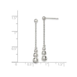 Sterling Silver Drop Earrings with Graduated Sphere Beads and Polished Chain Design