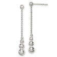 Sterling Silver Drop Earrings with Graduated Sphere Beads and Polished Chain Design
