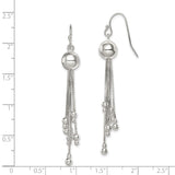Sterling Silver Dangle Earrings with Polished Round Beads and Cascading Box Chains