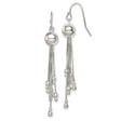 Sterling Silver Dangle Earrings with Polished Round Beads and Cascading Box Chains