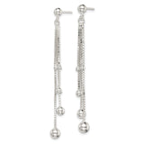 Sterling Silver Dangle Earrings with Multi Strand Box Chain and Polished Beads
