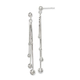 Sterling Silver Dangle Earrings with Multi Strand Box Chain and Polished Beads