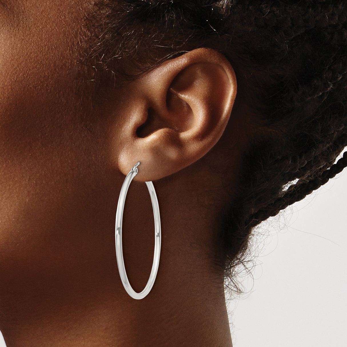 Sterling Silver Hoop Earrings, Classic Round Polished Design, Lightweight Minimalist Style