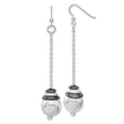 Sterling Silver Dangle Earrings with Long Chain Drops and Textured Orb Ends