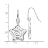 Sterling Silver Star Dangle Earrings with Open Swirl Spiral Design for Women