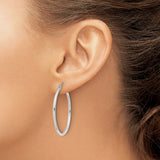 Sterling Silver Hoop Earrings, Large Round Lightweight Design with Latch Back Closure