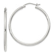 Sterling Silver Hoop Earrings, Large Round Lightweight Design with Latch Back Closure