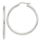Sterling Silver Hoop Earrings, Large Round Lightweight Design with Latch Back Closure