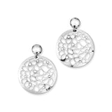 Sterling Silver Dangle Earrings with Crystal Accents and Abstract Pebble Pattern