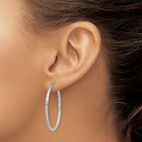 Sterling Silver Twisted Hoop Earrings, Diamond Cut Textured Finish, Lightweight Fashion Hoops
