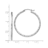 Sterling Silver Twisted Hoop Earrings, Diamond Cut Textured Finish, Lightweight Fashion Hoops