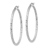 Sterling Silver Twisted Hoop Earrings with Diamond Cut Faceted Texture for Women